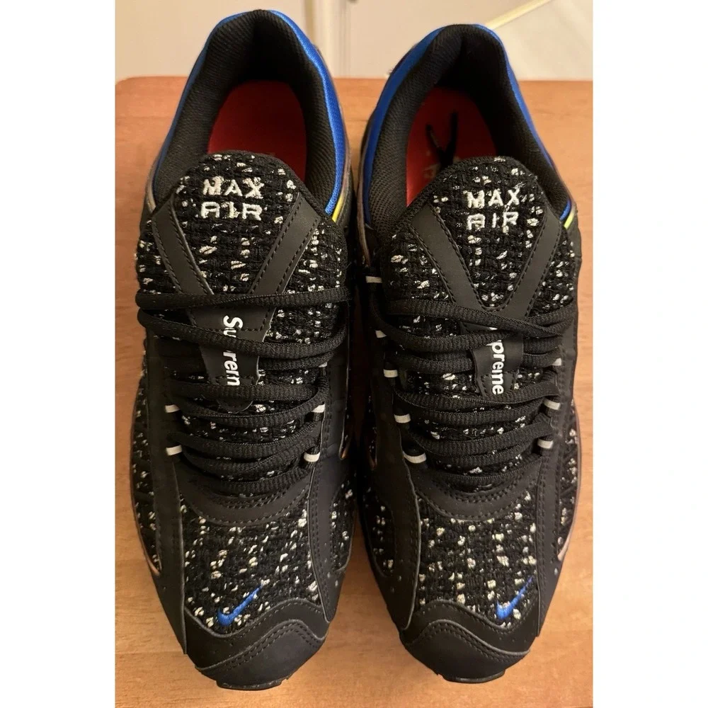 NIKE AIR MAX‎ TAILWIND 4 SUPREME BLACK HYPER COBALT AT3854-001 Men's 10.5 EUC